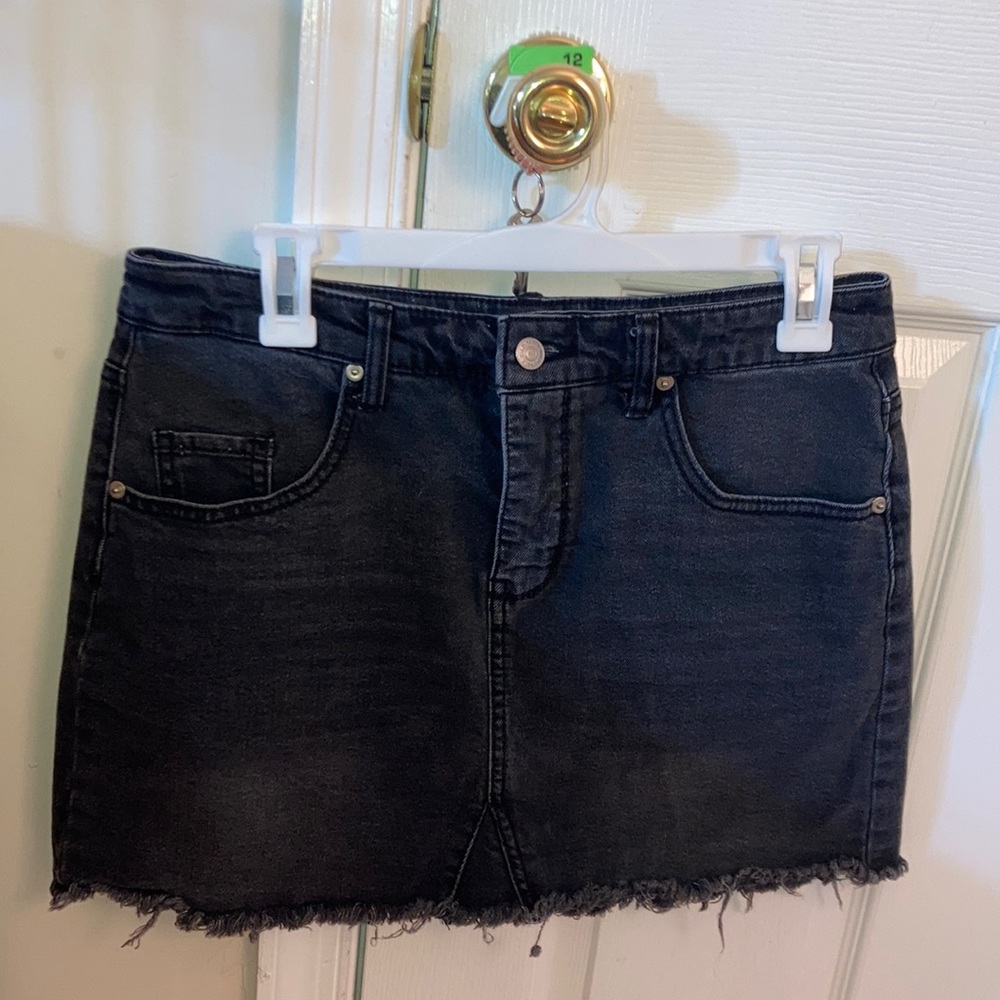 Black denim skirt